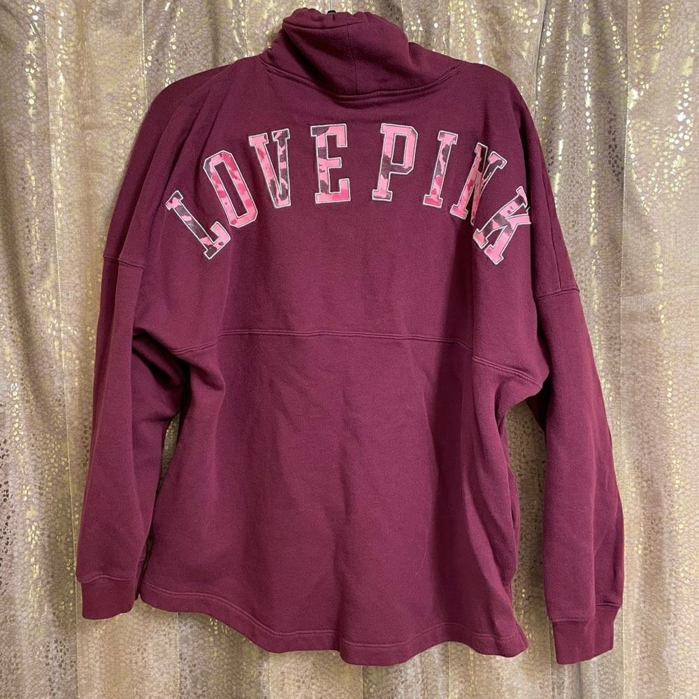 PINK Victoria's Secret Maroon Cowl Neck Pullover Logo Sweater Medium